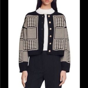 Women's Black and Cream Houndstooth Jacket